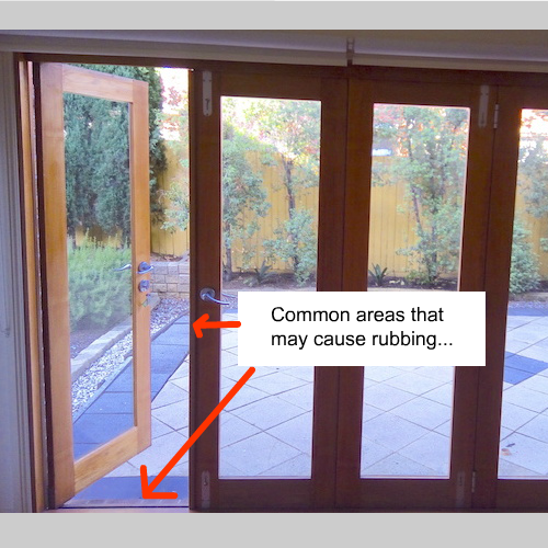 how to fix bifold door rubbing